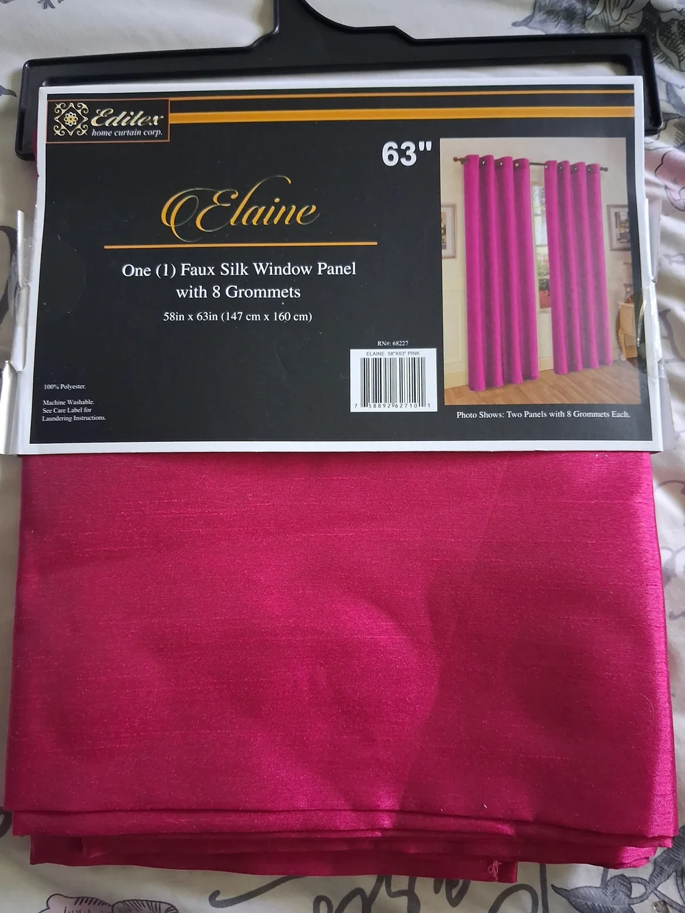 Elaine Faux Silk Window Panel - Hot Pink with Grommets